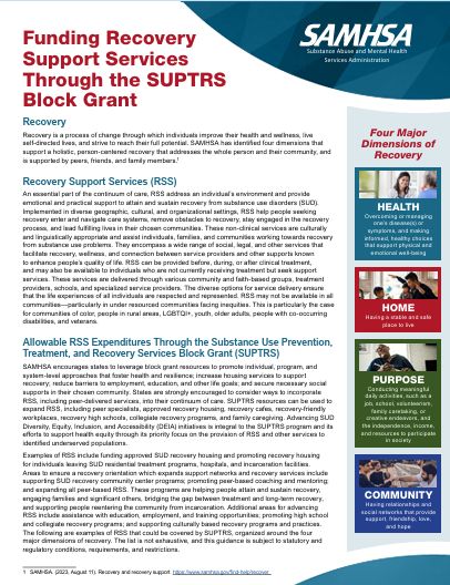 Funding Recovery Support Services Through the SUPTRS Block Grant
