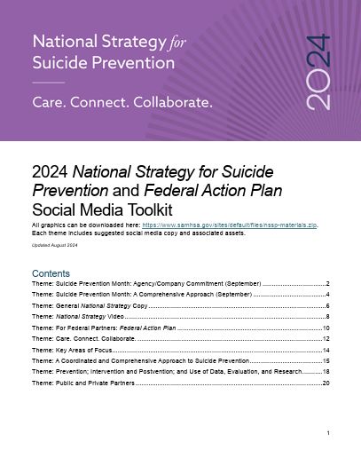 Social Media Toolkit: National Strategy for Suicide Prevention and Federal Action Plan