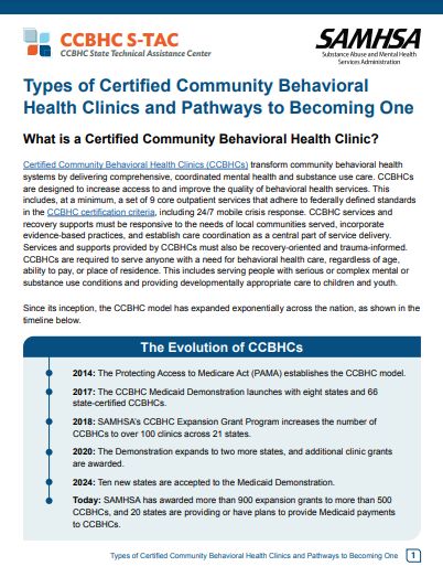 Types of Certified Community Behavioral Health Clinics and Pathways to Becoming One