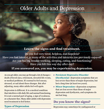 Older Adults and Depression Older Adults and Depression