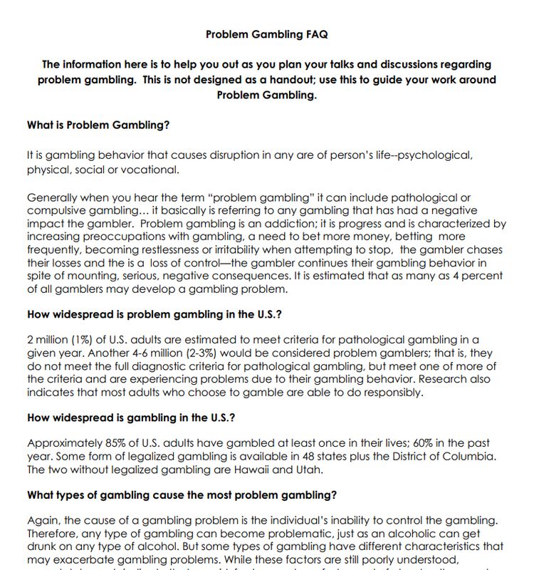 Problem Gambling FAQ