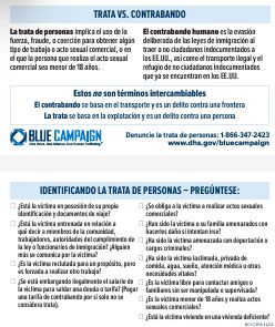 Human Trafficking Indicator Cards SPANISH
