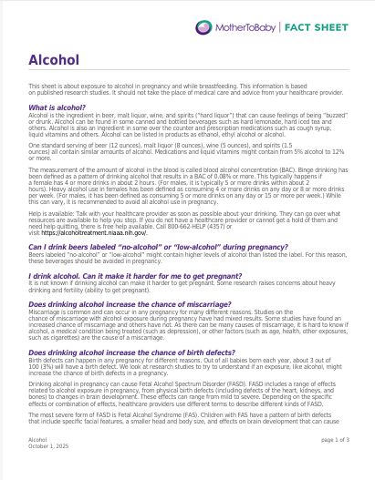 MotherToBaby: Fact Sheet - 2025
