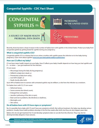 CDC Congenital Syphilis Fact Sheet