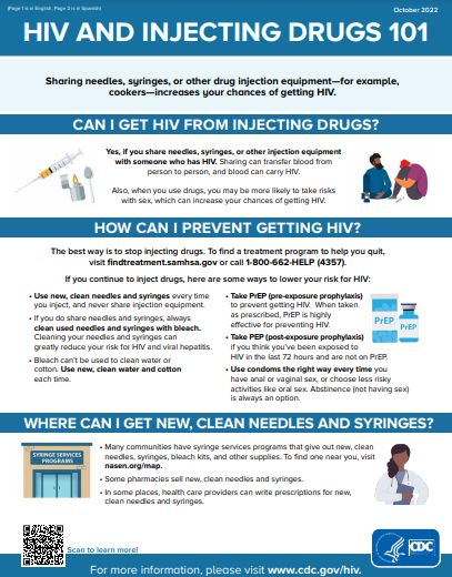 HIV AND INJECTING DRUGS 101 HIV AND INJECTING DRUGS 101 Also SPANISH S INFORMACIÓN BÁSICA SOBRE EL VIH Y LA INYECCIÓN DE DROGAS