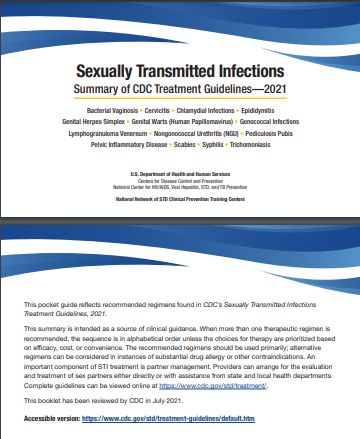 Sexually Transmitted Infections Pocket Guide of CDC Treatment Guidelines