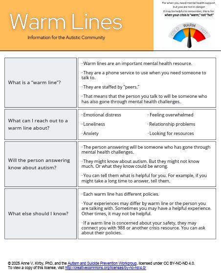 Warm Lines: Information for the Autistic Community