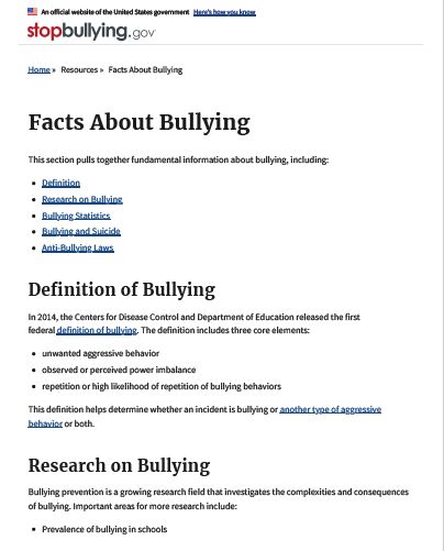 Facts About Bullying Facts About Bullying