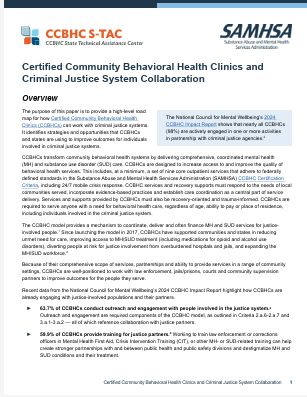 Certified Community Behavioral Health Clinics and Criminal Justice System Collaboration - SAMHSA