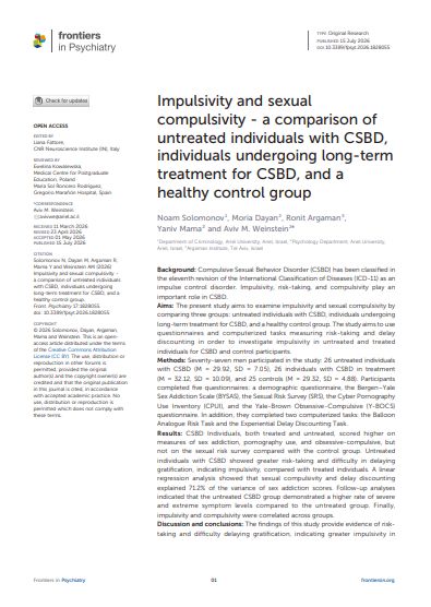 Impulsivity and sexual compulsivity - a comparison of untreated individuals with CSBD, individuals undergoing long-term treatment for CSBD, and a healthy control group
