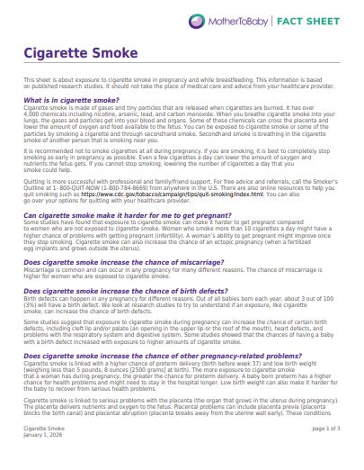 MotherToBaby Fact Sheet - Cigarette Smoke - 2026 MotherToBaby Fact Sheet - Cigarette Smoke - 2026