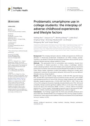 Problematic Smartphone Use in College Students: The Interplay of Adverse Childhood Experiences and Lifestyle Factors
