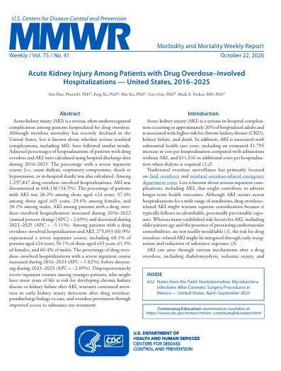 Acute Kidney Injury Among Patients with Drug Overdose–Involved Hospitalizations — United States, 2016–2025
