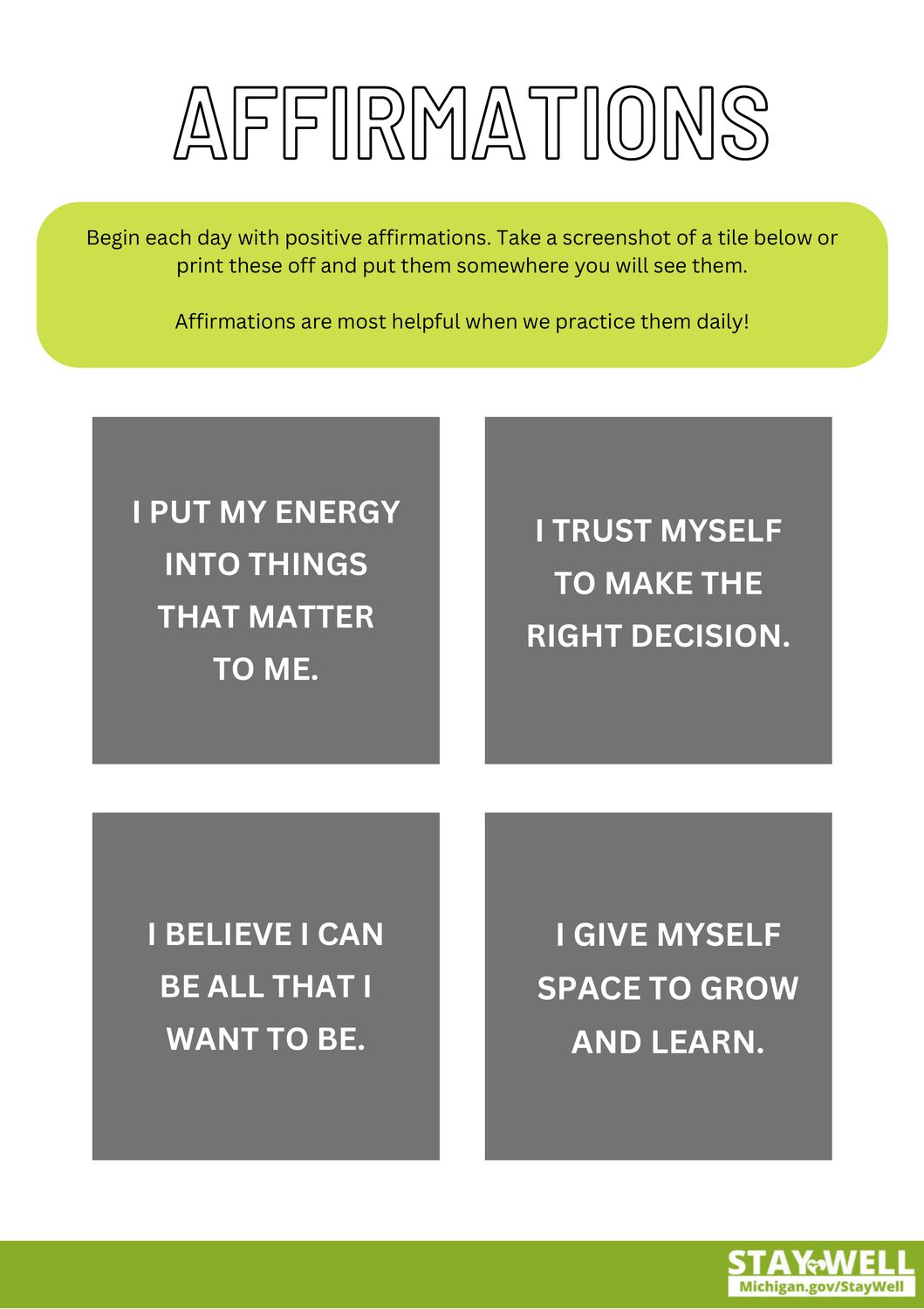 Affirmations List