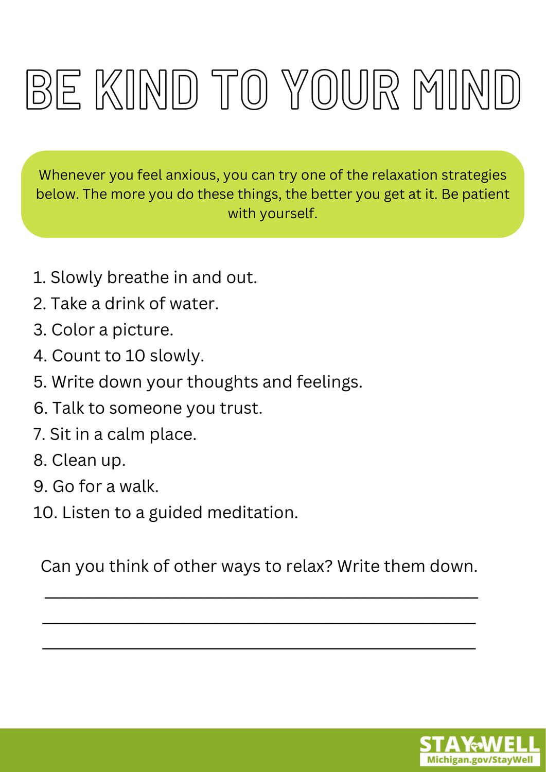 Be Kind to Your Mind: Relaxation Strategies