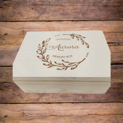 Natural Wood Engraved Keepsake Box