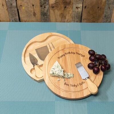 Personalised Round Cheeseboard with Utensils