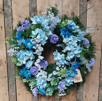 Fresh Blue Floral Wreath