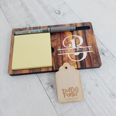 Note Pen and Block Brown Wood