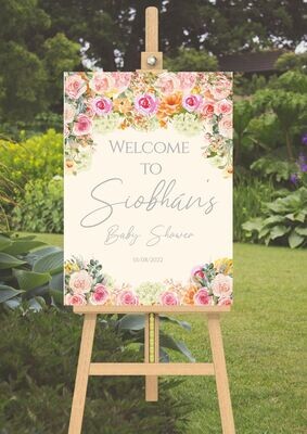 "Coral, Pink and White Watercolour" Occasion Sign