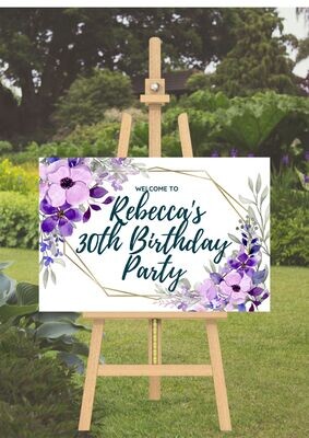 "Purple Floral" Occasion Sign