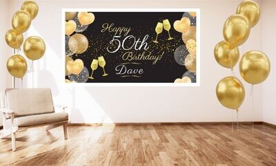 Gold and White Champers Party Banner