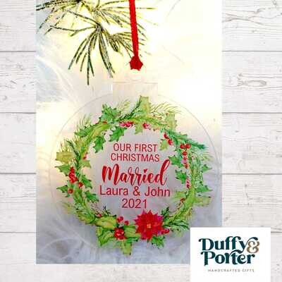 Christmas Tree Decoration Personalised Married Bauble