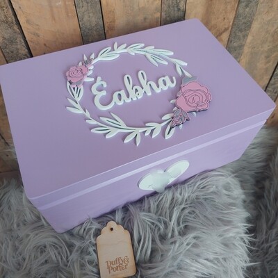 Baby Keepsake Box, wooden box, keepsake box, memory box Ireland detailed Roses