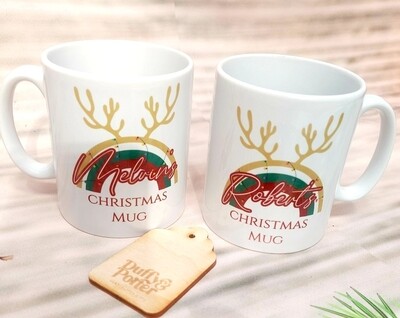 Personalised Christmas Mug -Reindeer Rainbow