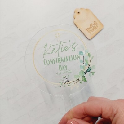 Green Gold Confirmation Cake Topper
