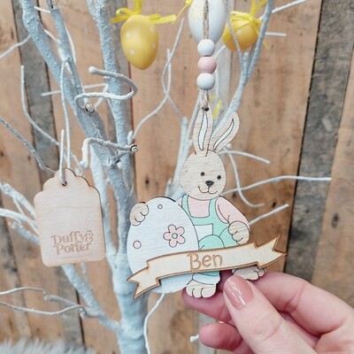 Personalised Easter Decoration Bunny and Egg to the front