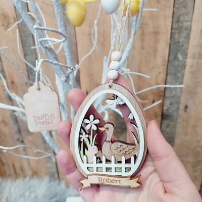Personalised Layered Easter Decoration with Duck