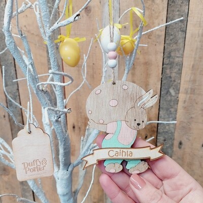 Personalised Easter Decoration Bunny and Egg on back