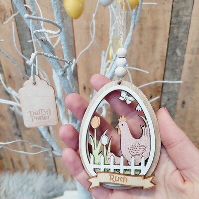 Personalised Layered Easter Decoration with chicken
