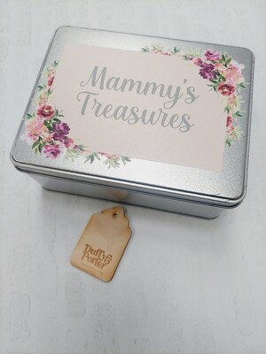 Personalised pink flower Treat and Biscuit Tin
