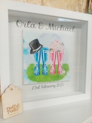 Wedding - Watercolour Two Wellington Boots