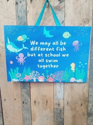 We are all different fish School Plaque