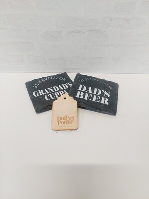 Personalised &quot;Reserved for&quot; slate coaster
