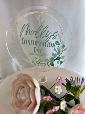 Green Gold Confirmation Cake Topper