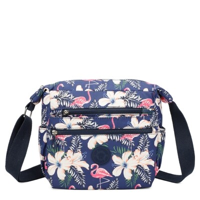 D095 Featherweight
Nylon Crossbody with
Flamingo and
Lily Flowers