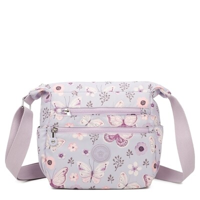 D095 Featherweight Nylon Crossbody pink bag with Butterfly