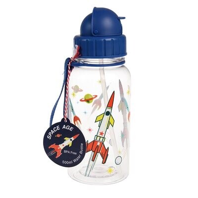 Children&#39;s water bottle with straw 500ml - Space Age clear