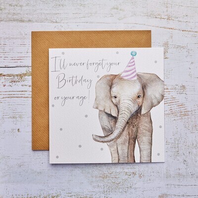 ELEPHANT PARTY HAT CARD