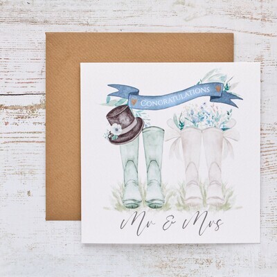 MR AND MRS WELLIES CARD