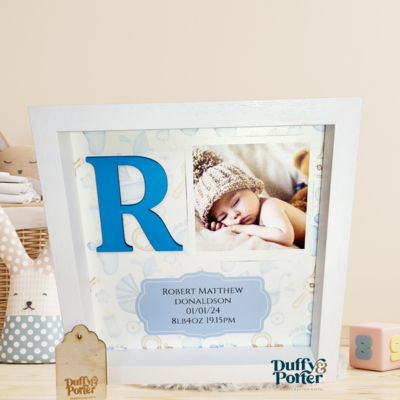 Baby Frame Blue and Taupe
