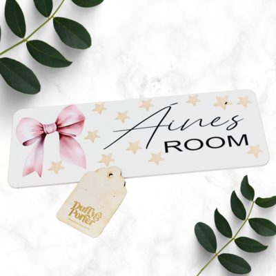 Bow and Stars Themed Door Plaque