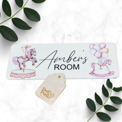 Rocking Horse &amp; Carousel Themed Door Plaque