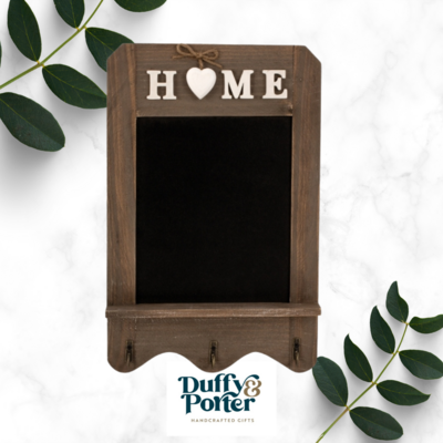 Wooden blackboard &quot;HOME&quot; with metal hook 22x34cm
