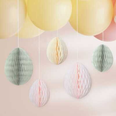 Pastel Honeycomb Hanging Easter Egg Decorations