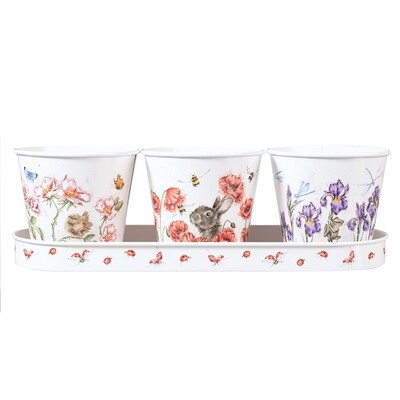 HERB POTS WITH TRAY FLORAL